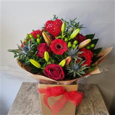 Romantic Reds Florist Choice Hand-Tied in Water